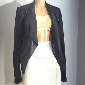 KUT from the cloth brown vegan leather knit jacket fully lined size large